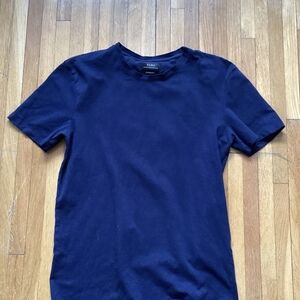 Zara Men's Size Medium Solid Blue Crew Neck T-Shirt,Super-Slim Fit,Cotton Blend